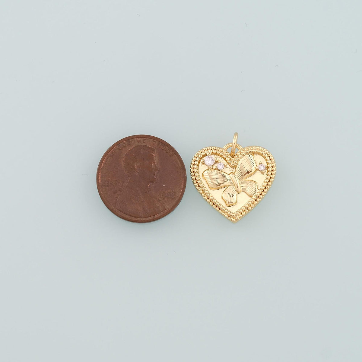 18K Gold Filled Heart CZ Charm Pendant for Jewelry Making