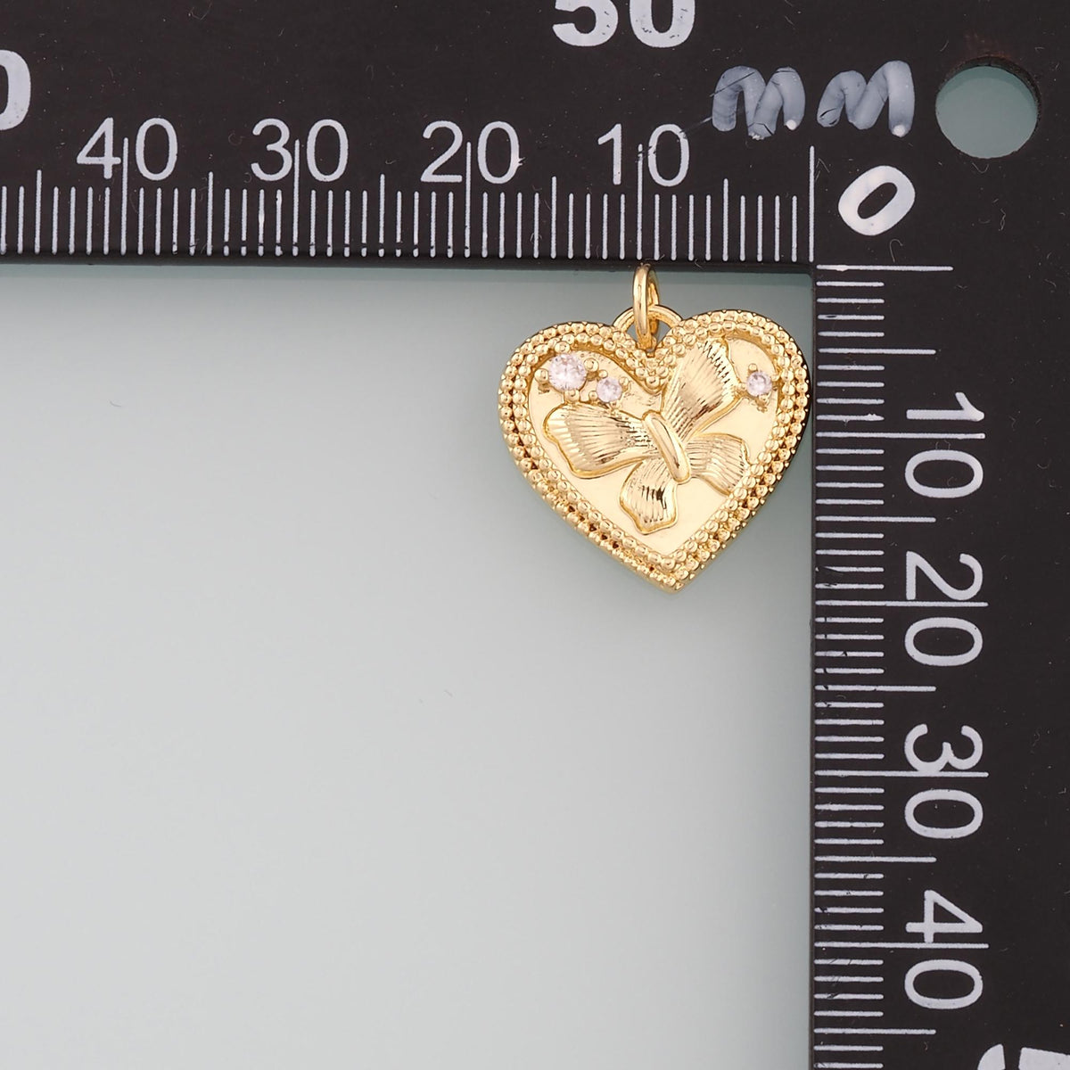 18K Gold Filled Heart CZ Charm Pendant for Jewelry Making