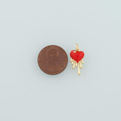 Gold Heart Charms,18K Gold Filled Heart Pendant,Enamel Melting Heart Charm Bracelet Necklace for DIY Jewelry Making Supply