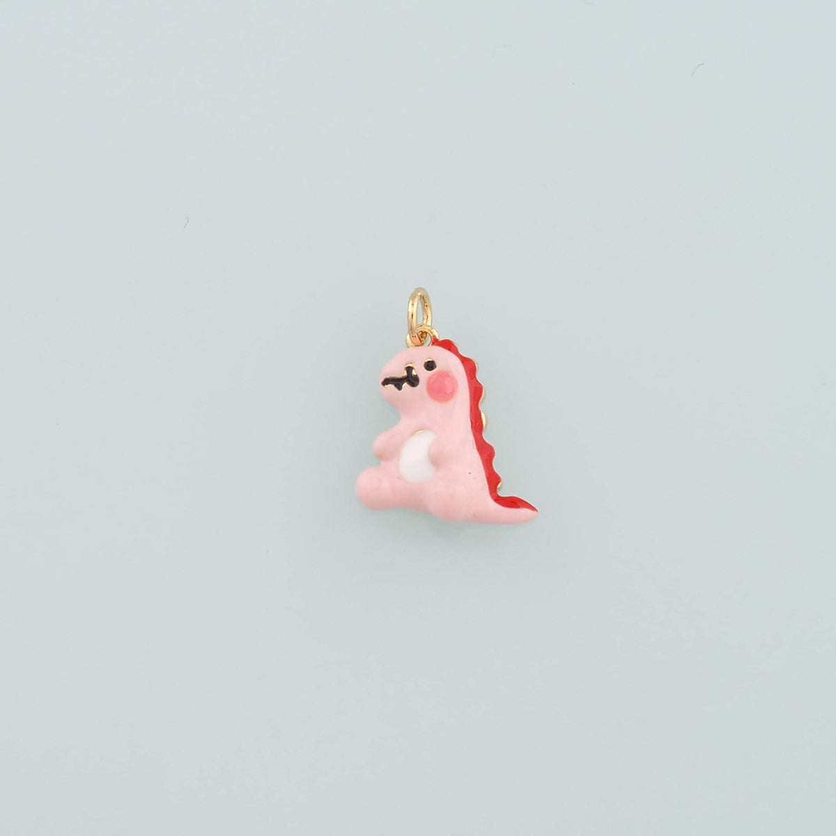 18K Gold Filled Dinosaur Pendant,Enamel Kawaii Charm Bracelet Necklace for DIY Jewelry Making Supply