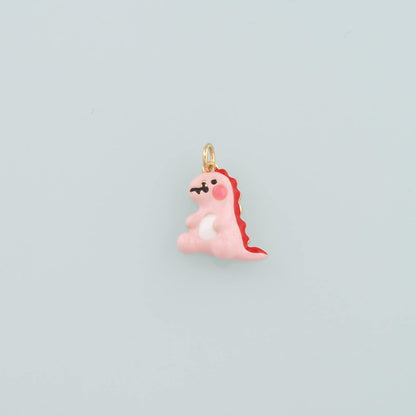 18K Gold Filled Dinosaur Pendant,Enamel Kawaii Charm Bracelet Necklace for DIY Jewelry Making Supply