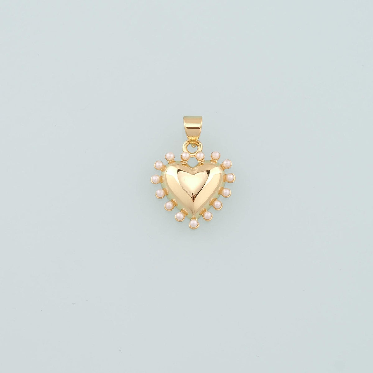 18K Gold Filled Pearl Heart Charm Pendant for Jewelry Making