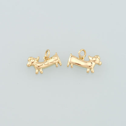 Gold Dog Charms,18K Gold Filled Dog Pendant,Cute Dog Charm Bracelet Necklace for DIY Jewelry Making Supply