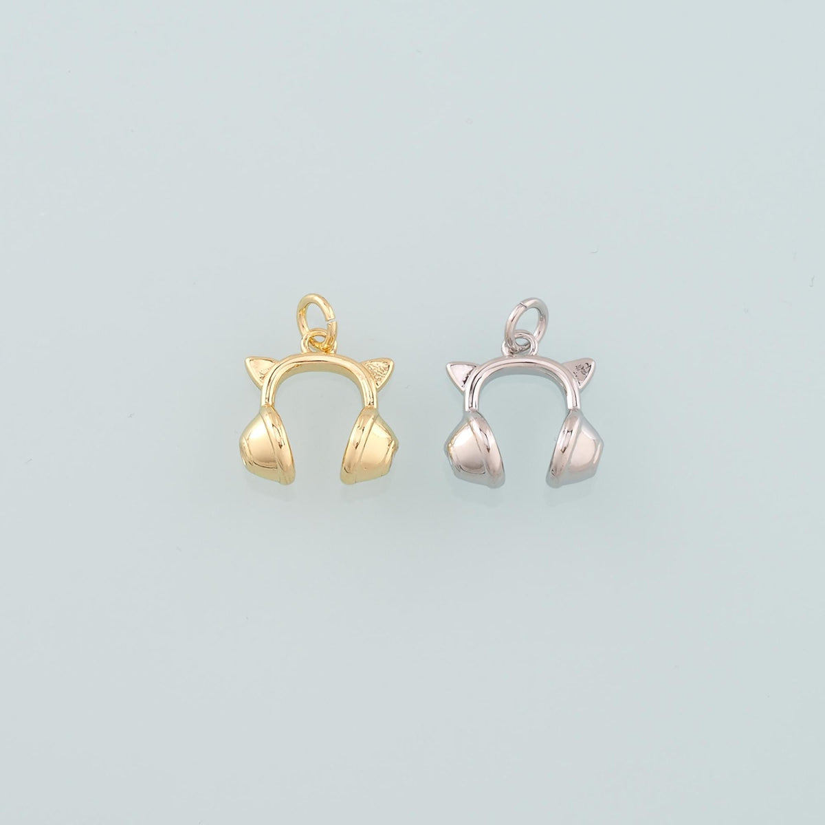Gold Earphone Charm,18K Gold Filled Earphone Pendant,Earphone Charm Bracelet Necklace for DIY Jewelry Making Supply