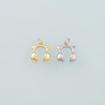 Gold Earphone Charm,18K Gold Filled Earphone Pendant,Earphone Charm Bracelet Necklace for DIY Jewelry Making Supply