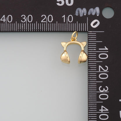 Gold Earphone Charm,18K Gold Filled Earphone Pendant,Earphone Charm Bracelet Necklace for DIY Jewelry Making Supply