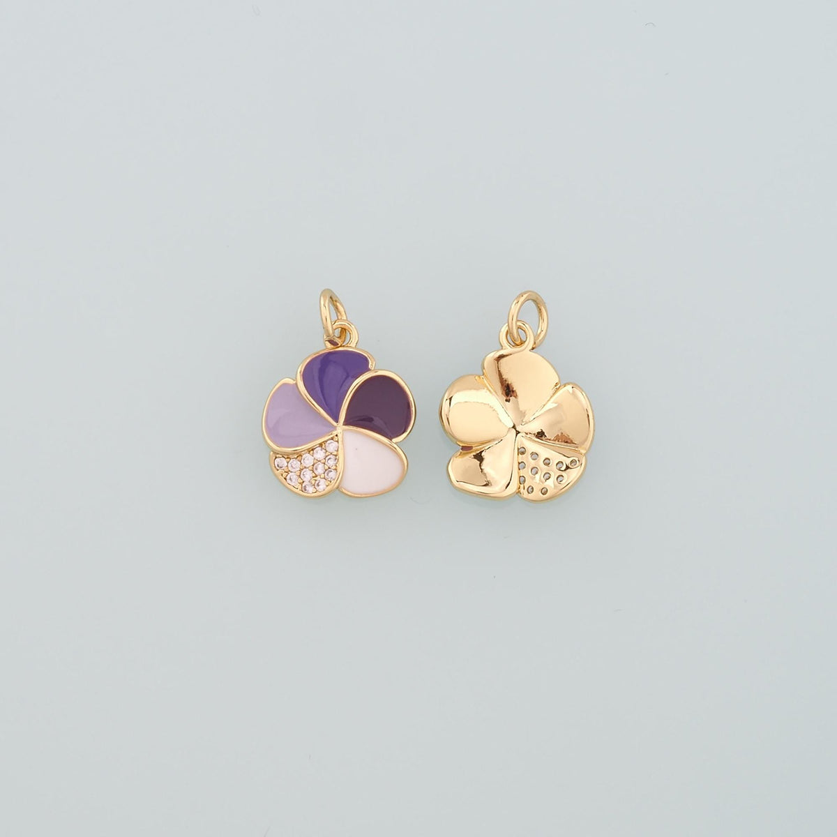 Gold Flower Charms,18K Gold Filled Flower Pendant,Enamel Flower Charm Bracelet Necklace for DIY Jewelry Making Supply