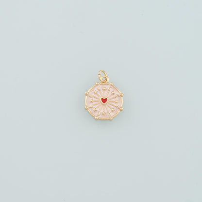 18K Gold Filled Heart Enamel Charm Pendant for Jewelry Making