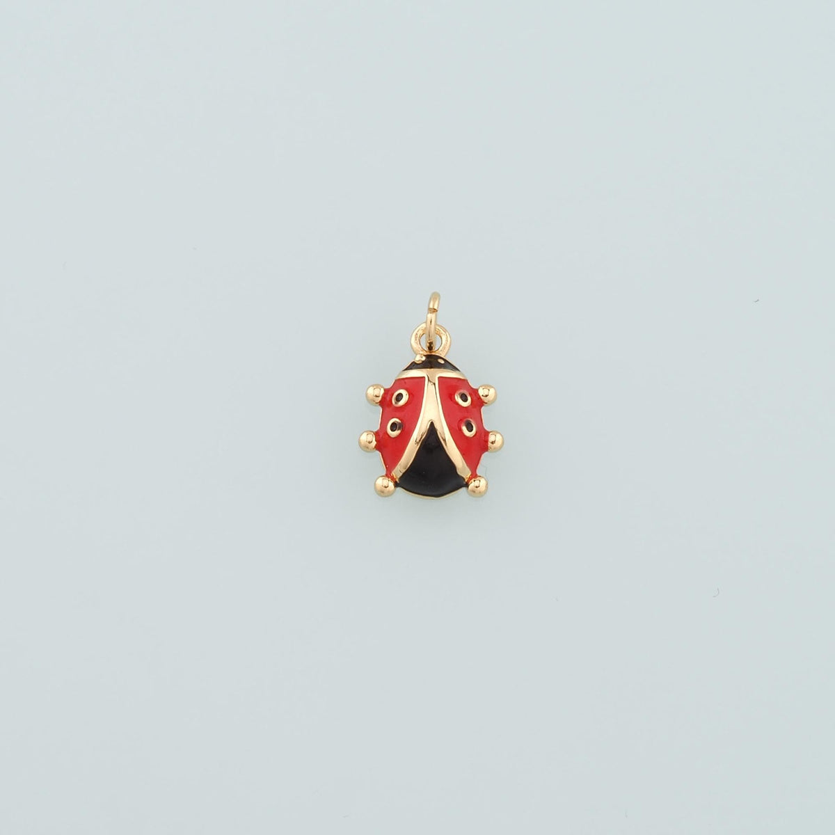 18K Gold Filled Ladybug Pendant,Enamel Insect Charm Bracelet Necklace for DIY Jewelry Making Supply