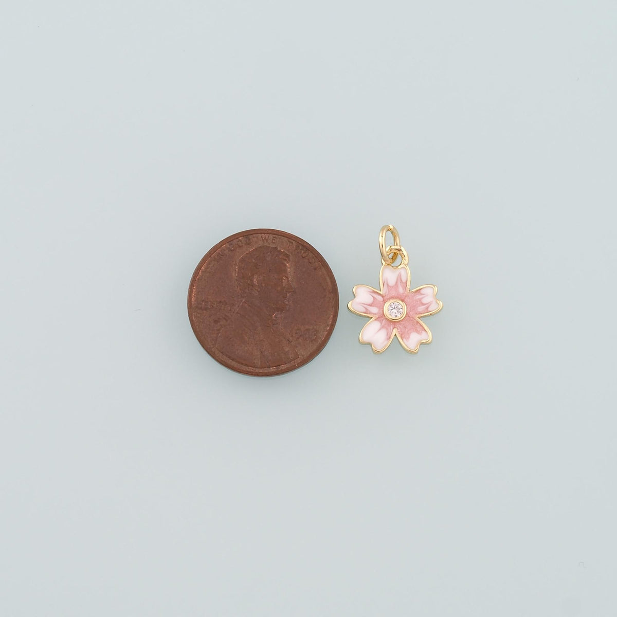 18K Gold Filled Enamel Flower Charm Pendant for Jewelry Making