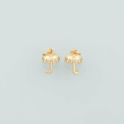 Gold Umbrella Charms,18K Gold Filled Umbrella Pendant,CZ Micro Pave Umbrella Charm Bracelet Necklace for DIY Jewelry Making S