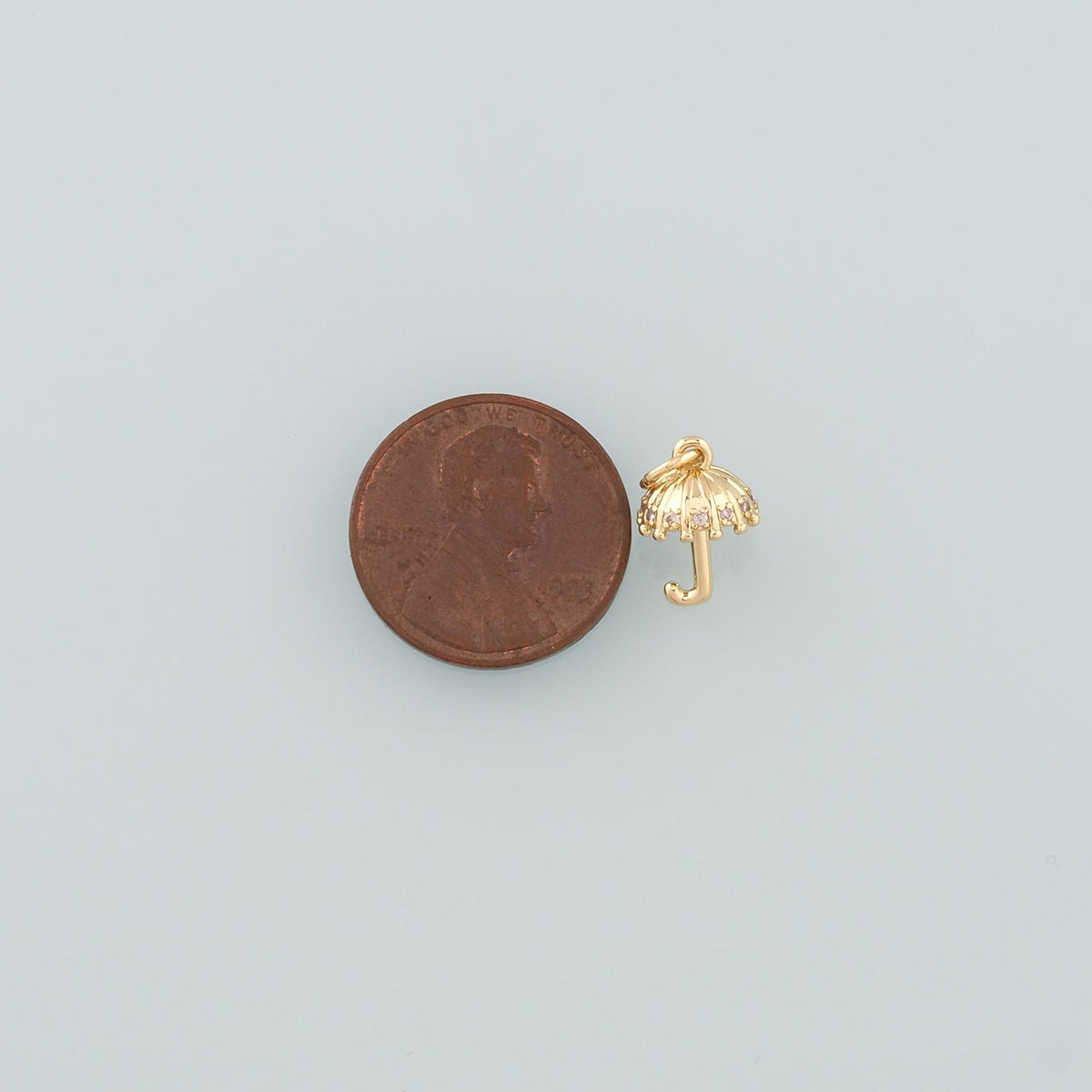 Gold Umbrella Charms,18K Gold Filled Umbrella Pendant,CZ Micro Pave Umbrella Charm Bracelet Necklace for DIY Jewelry Making S