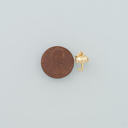 Gold Umbrella Charms,18K Gold Filled Umbrella Pendant,CZ Micro Pave Umbrella Charm Bracelet Necklace for DIY Jewelry Making S