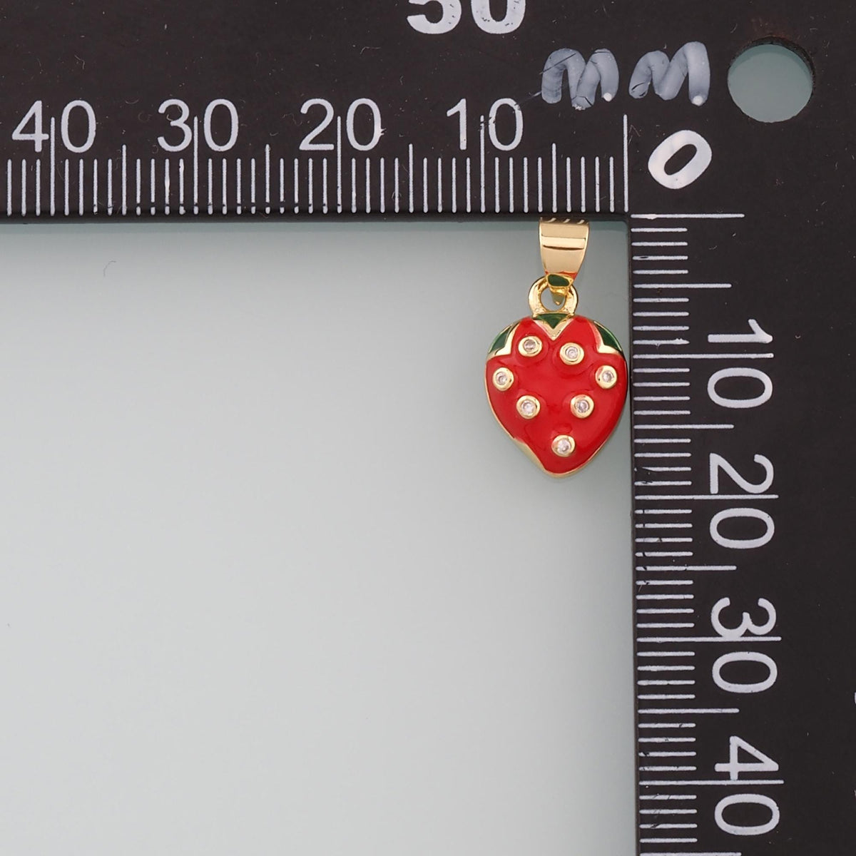 18K Gold Filled Strawberry Enamel Charm Pendant for Jewelry Making