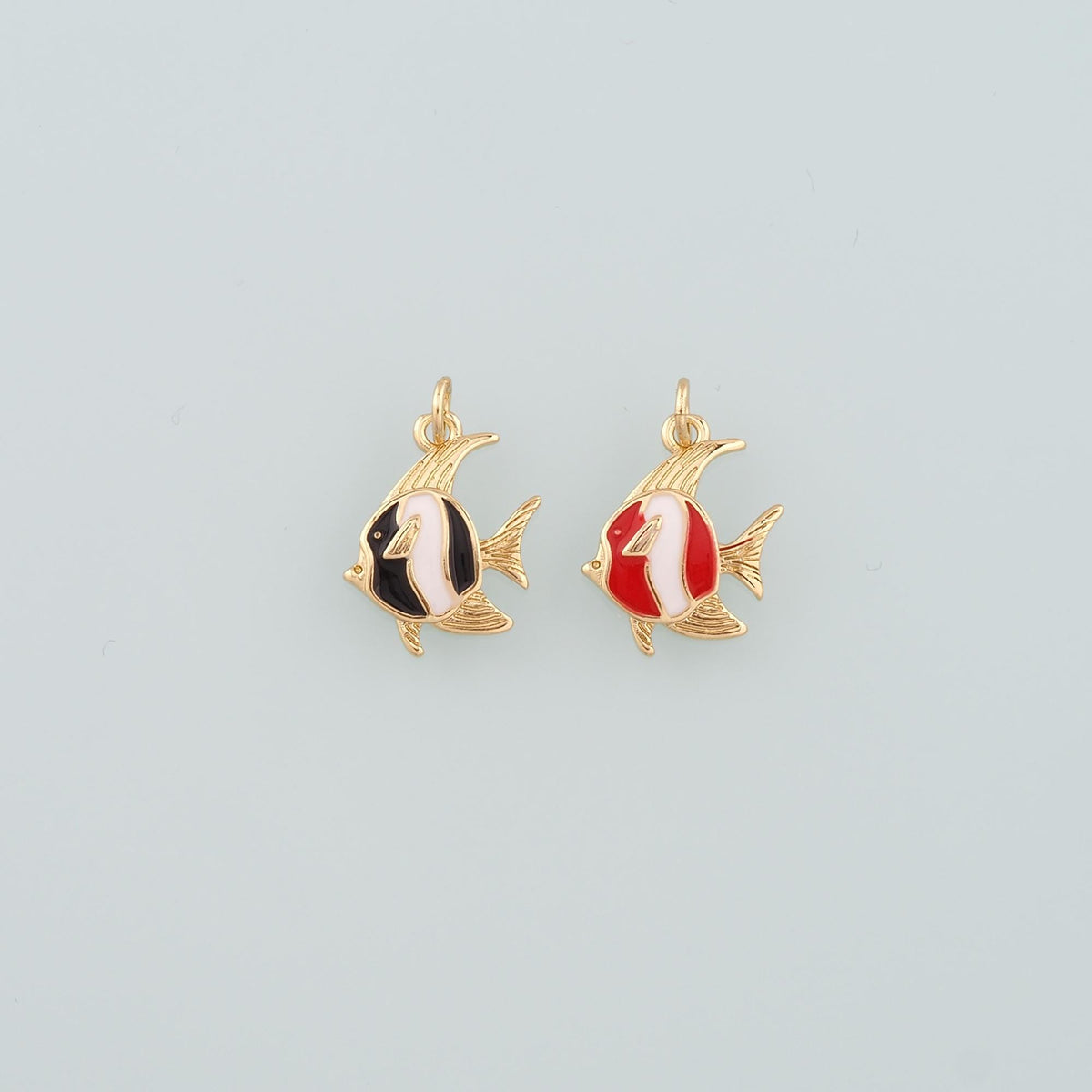 Gold Fish Charms,18K Gold Filled Fish Pendant,Enamel Fish Charm Bracelet Necklace for DIY Jewelry Making Supply