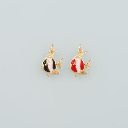 Gold Fish Charms,18K Gold Filled Fish Pendant,Enamel Fish Charm Bracelet Necklace for DIY Jewelry Making Supply