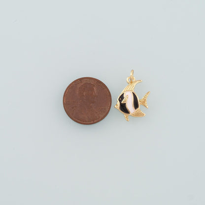 Gold Fish Charms,18K Gold Filled Fish Pendant,Enamel Fish Charm Bracelet Necklace for DIY Jewelry Making Supply