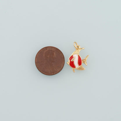 Gold Fish Charms,18K Gold Filled Fish Pendant,Enamel Fish Charm Bracelet Necklace for DIY Jewelry Making Supply