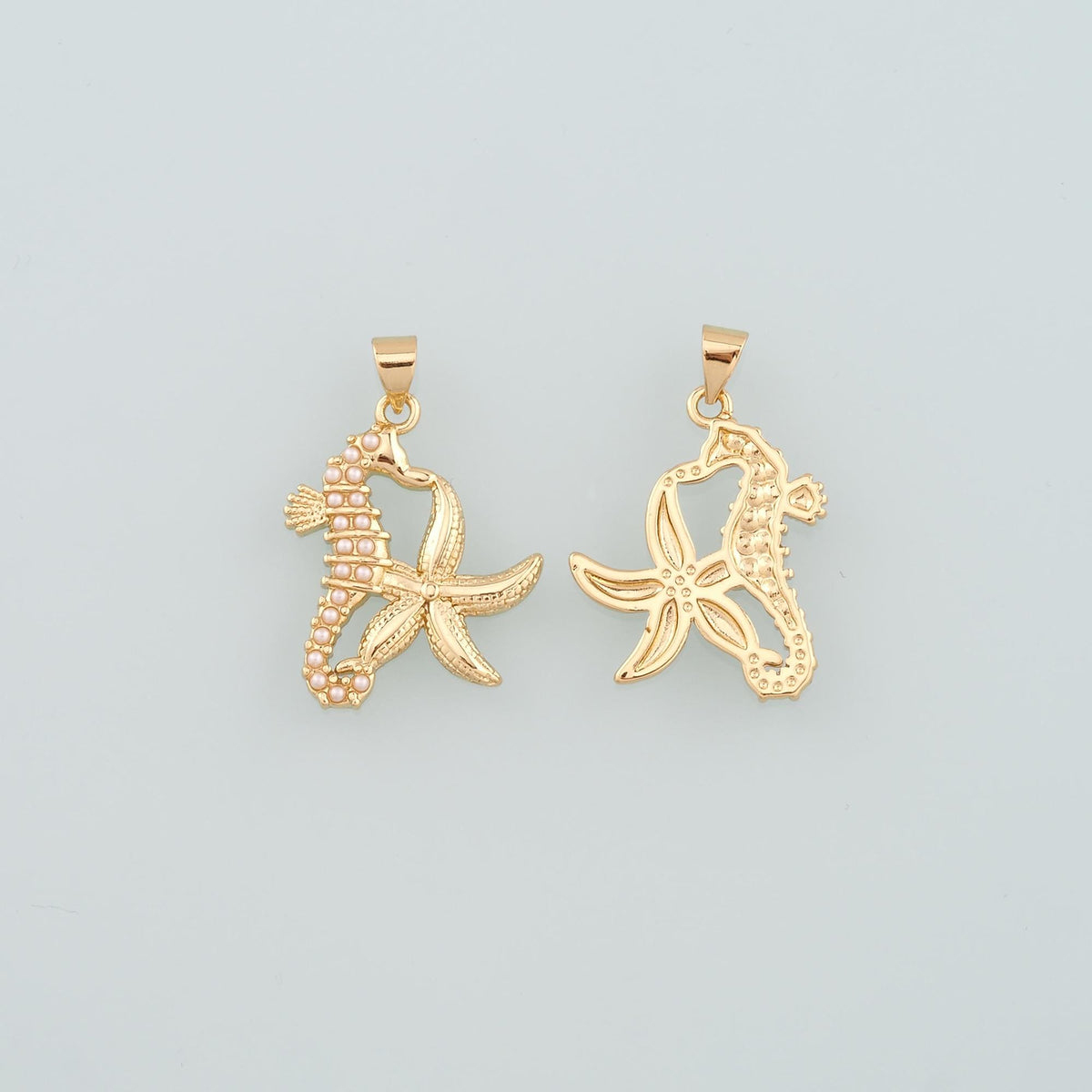 Gold Starfish Charms,18K Gold Filled Sea star Pendant,Pearl Seahorse Charm Bracelet Necklace for DIY Jewelry Making Supply