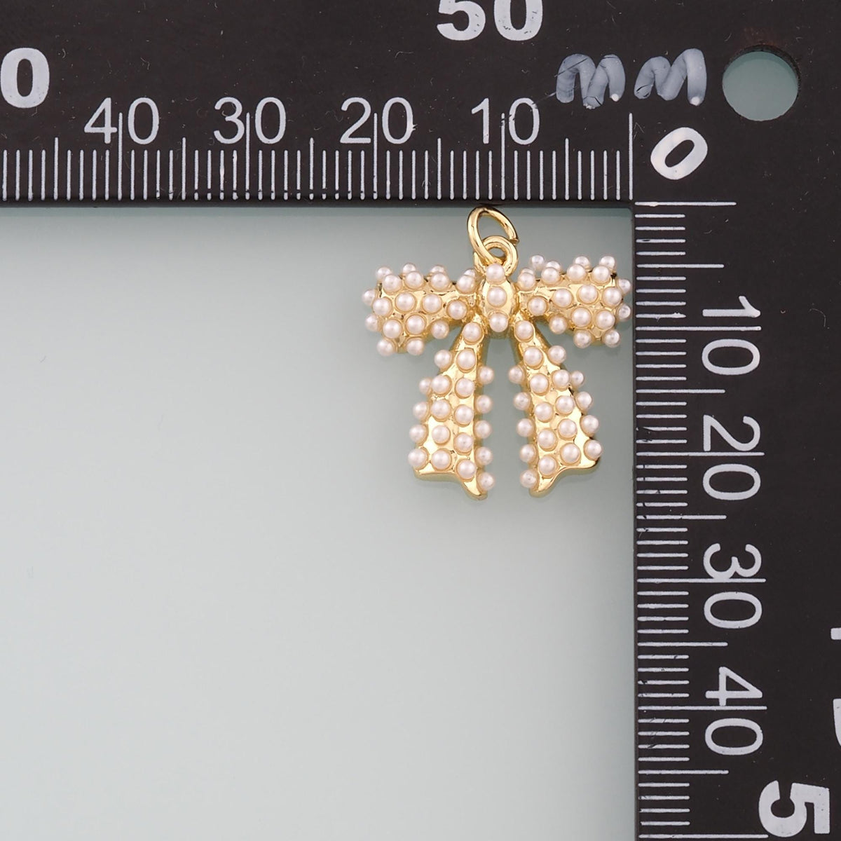 18K Gold Filled Pearl Bow Charm Pendant for Jewelry Making