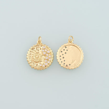 18K Gold Filled Shell CZ Charm Pendant for Jewelry Making