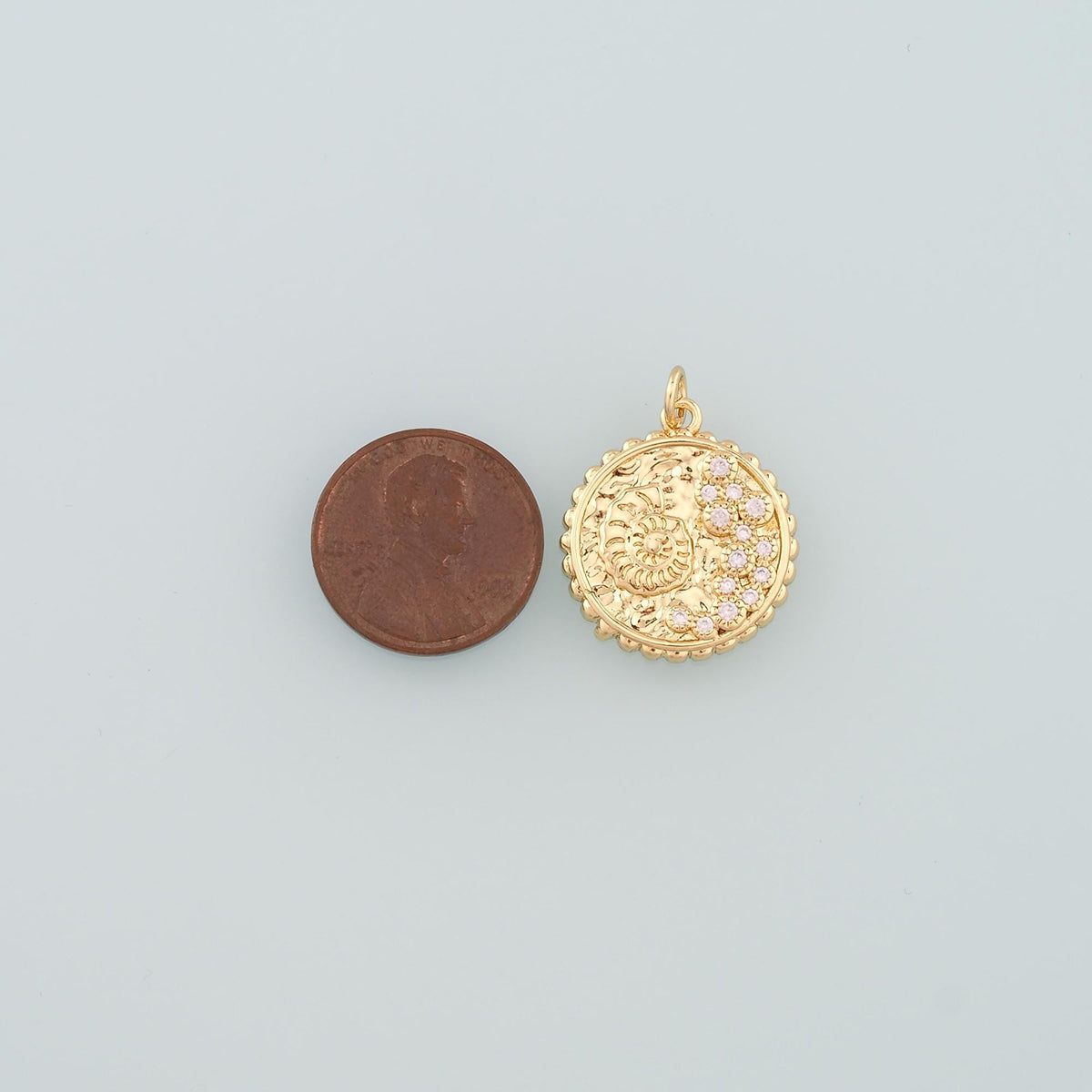 18K Gold Filled Shell CZ Charm Pendant for Jewelry Making