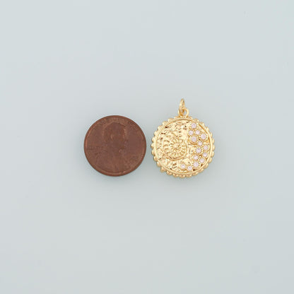 18K Gold Filled Shell CZ Charm Pendant for Jewelry Making