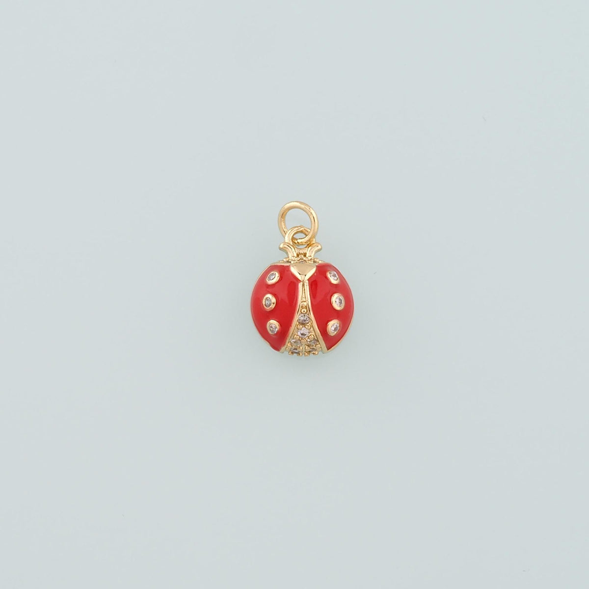 18K Gold Filled Ladybug Pendant,Enamel Insect Charm Bracelet Necklace for DIY Jewelry Making Supply