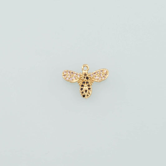 Gold Insect Charms,18K Gold Filled Bee Pendant,CZ Micro Pave Bee Charm Bracelet Necklace for DIY Jewelry Making Supply