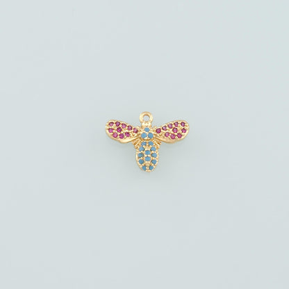 Gold Insect Charms,18K Gold Filled Bee Pendant,CZ Micro Pave Bee Charm Bracelet Necklace for DIY Jewelry Making Supply