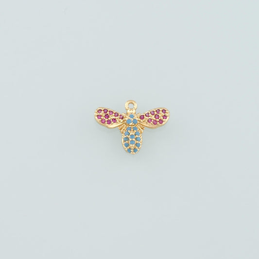 Gold Insect Charms,18K Gold Filled Bee Pendant,CZ Micro Pave Bee Charm Bracelet Necklace for DIY Jewelry Making Supply