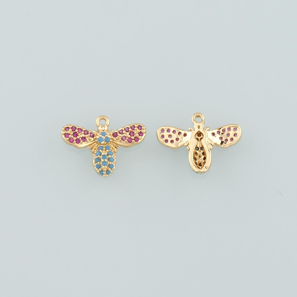 Gold Insect Charms,18K Gold Filled Bee Pendant,CZ Micro Pave Bee Charm Bracelet Necklace for DIY Jewelry Making Supply
