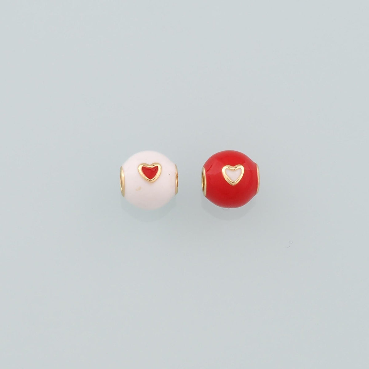 18K Gold Filled Heart Spacer Bead,Enamel Heart Charm Bracelet Necklace for DIY Jewelry Making Supply