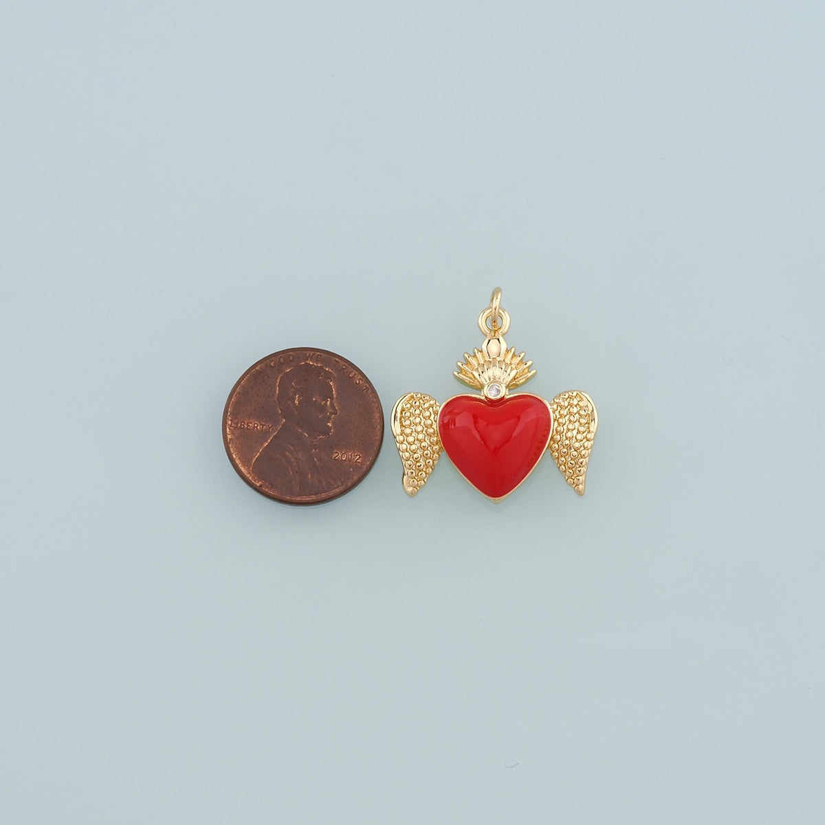 18K Gold Filled Flame Sacred heart Pendant,Enamel Religion Charm Bracelet Necklace for DIY Jewelry Making Supply