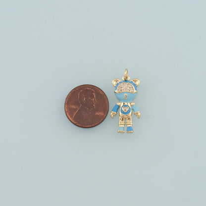 18K Gold Filled Bear Pendant,Enamel Bear Charm Bracelet Necklace for DIY Jewelry Making Supply