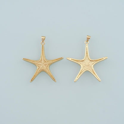 Gold Starfish Charms,18K Gold Filled Sea star Pendant,Starfish Charm Bracelet Necklace for DIY Jewelry Making Supply