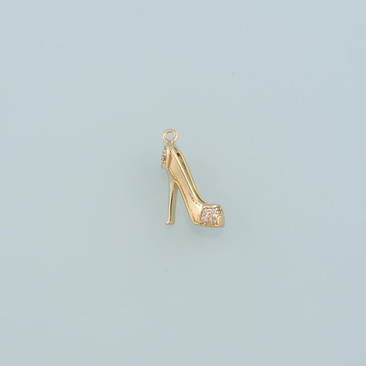 18K Gold Filled High heel Pendant,CZ Micro Pave High heel Charm Bracelet Necklace for DIY Jewelry Making Supply