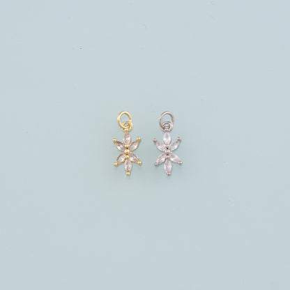 Gold Flower Charms,18K Gold Filled Flower Pendant,Flower Charm Bracelet Necklace for DIY Jewelry Making Supply