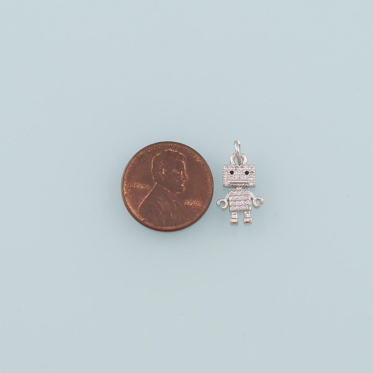 18K Gold Filled Robot Pendant,CZ Micro Pave Robot Charm Bracelet Necklace for DIY Jewelry Making Supply