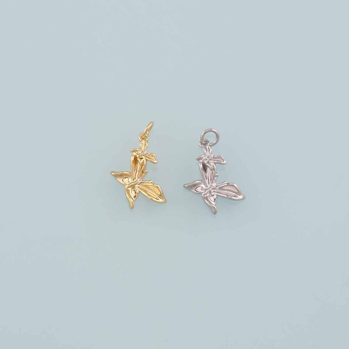 Gold Butterfly Charms,18K Gold Filled Butterfly Pendant,CZ Micro Pave Butterfly Charm Bracelet Necklace for DIY Jewelry Makin