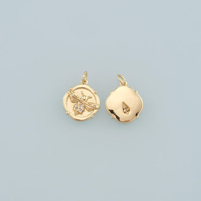 18K Gold Filled Cubic Zirconia Charm Pendant for Jewelry Making