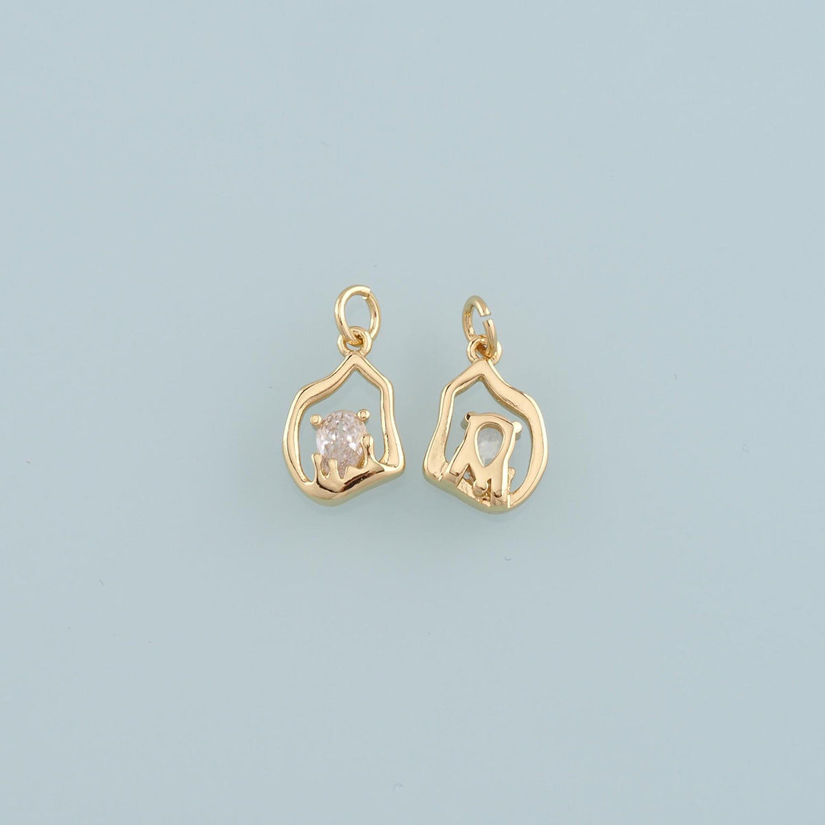 18K Gold Filled Hand CZ Charm Pendant for Jewelry Making