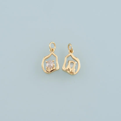 18K Gold Filled Hand CZ Charm Pendant for Jewelry Making