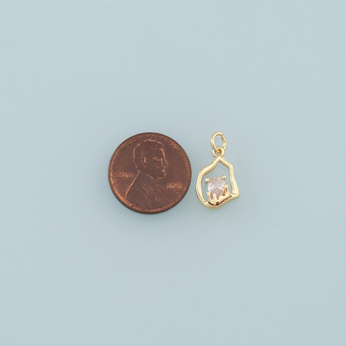 18K Gold Filled Hand CZ Charm Pendant for Jewelry Making