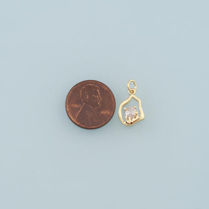 18K Gold Filled Hand CZ Charm Pendant for Jewelry Making