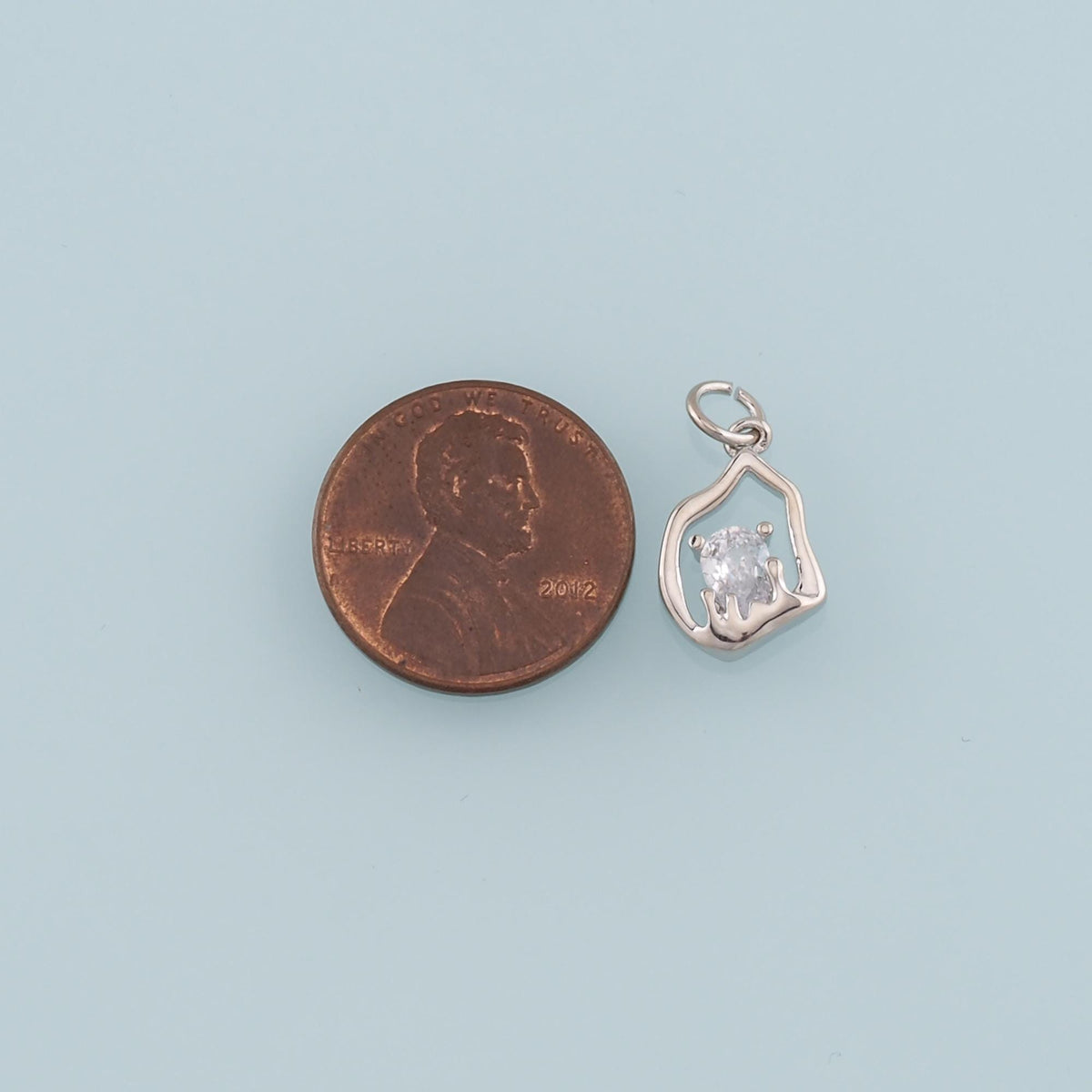 18K Gold Filled Hand CZ Charm Pendant for Jewelry Making