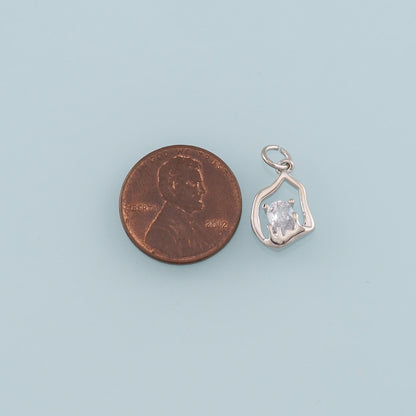 18K Gold Filled Hand CZ Charm Pendant for Jewelry Making