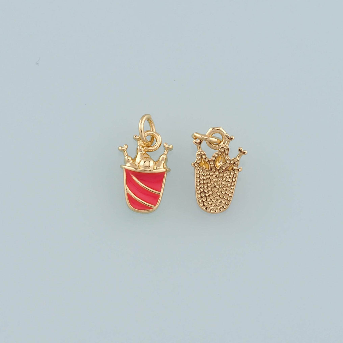 18K Gold Filled Fried Chicken Pendant,Enamel Fried Chicken Bucket Charm Bracelet Necklace for DIY Jewelry Making Supply