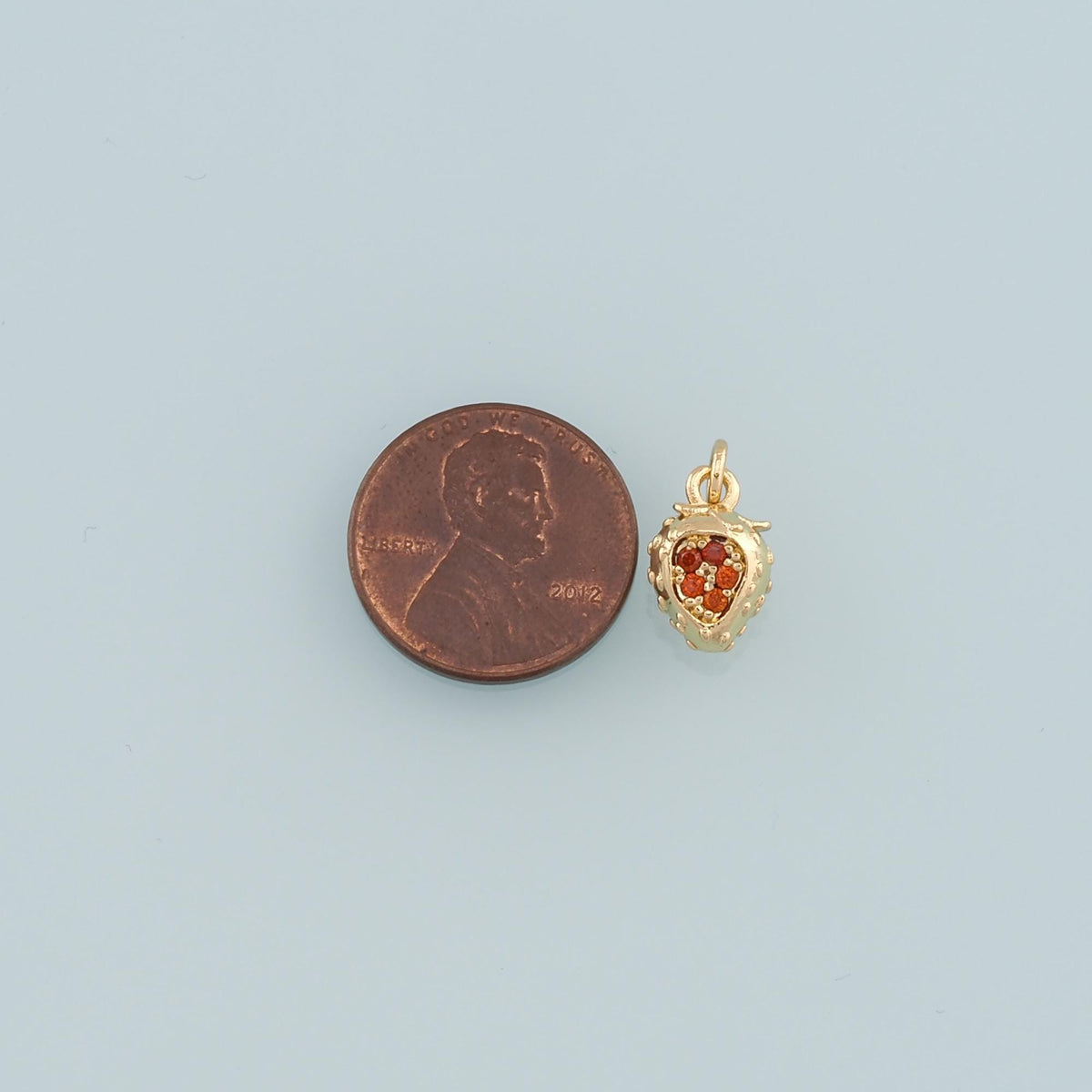 Gold Strawberry Charms,18K Gold Filled Strawberry Pendant,CZ Micro Pave Fruit Charm Bracelet Necklace for DIY Jewelry Making 