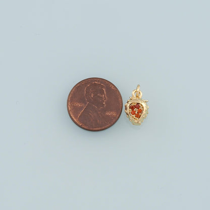 Gold Strawberry Charms,18K Gold Filled Strawberry Pendant,CZ Micro Pave Fruit Charm Bracelet Necklace for DIY Jewelry Making 
